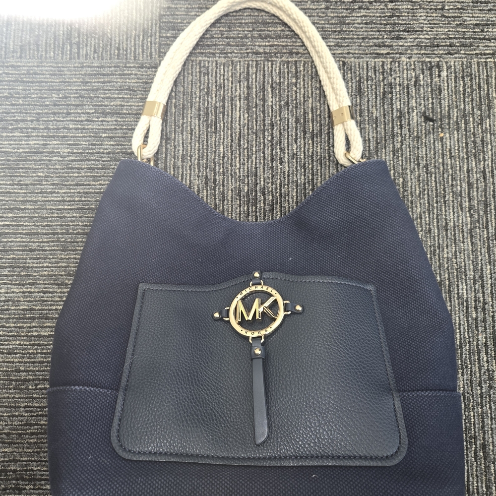 Michael Kors Navy and Gold Hobo Bag